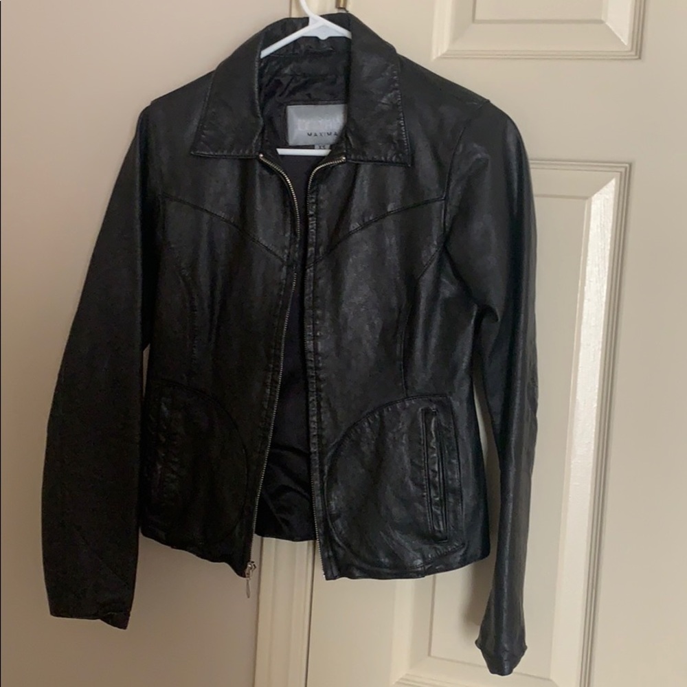 black leather jacket